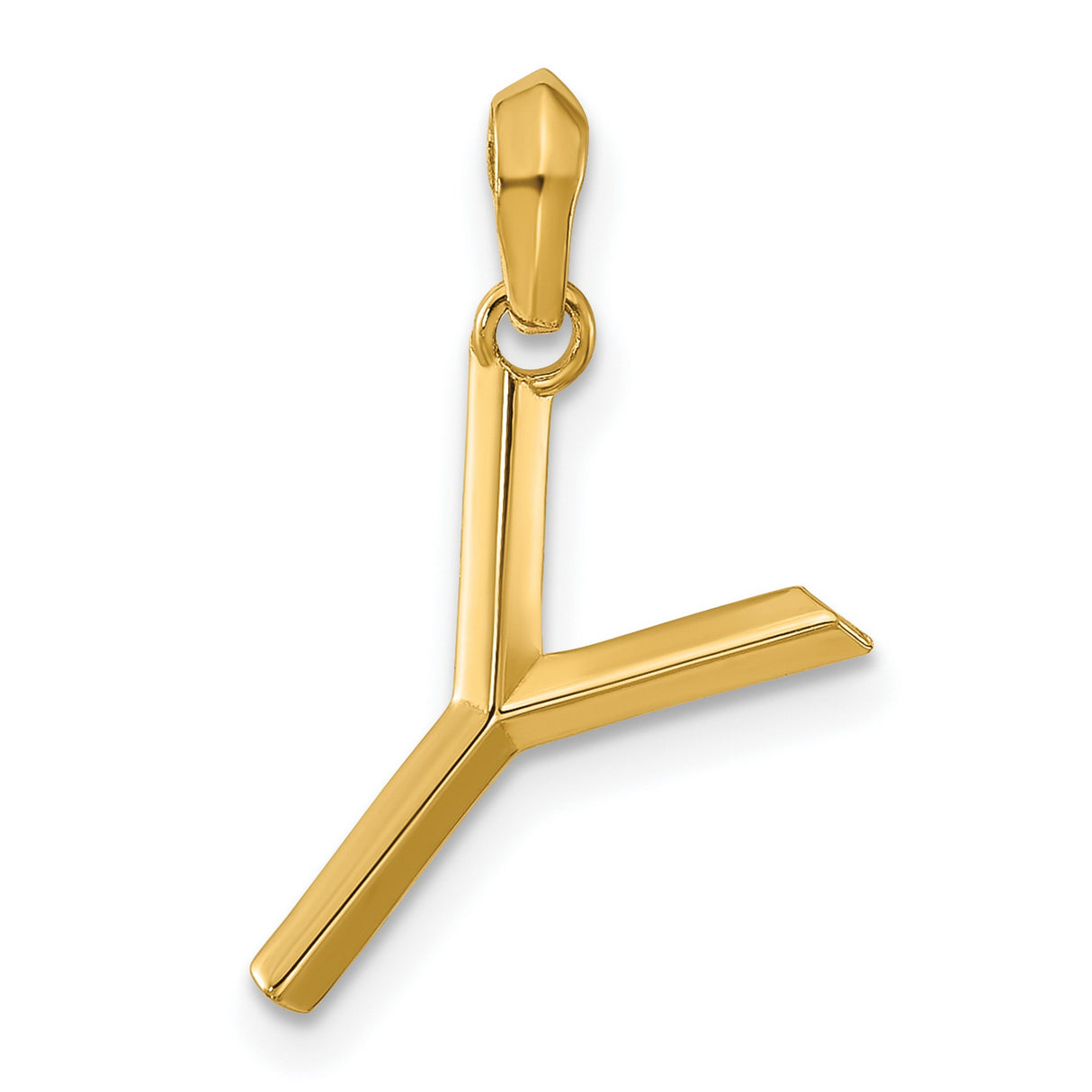 14k Yellow Gold Algiz Rune Pendant, Norse Viking Talisman Jewelry for Men and Women