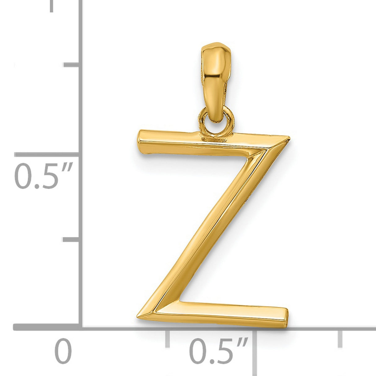 14k Yellow Gold Letter Z Pendant, Polished Alphabet Charm, Dainty Initial Jewelry for Women or Unisex