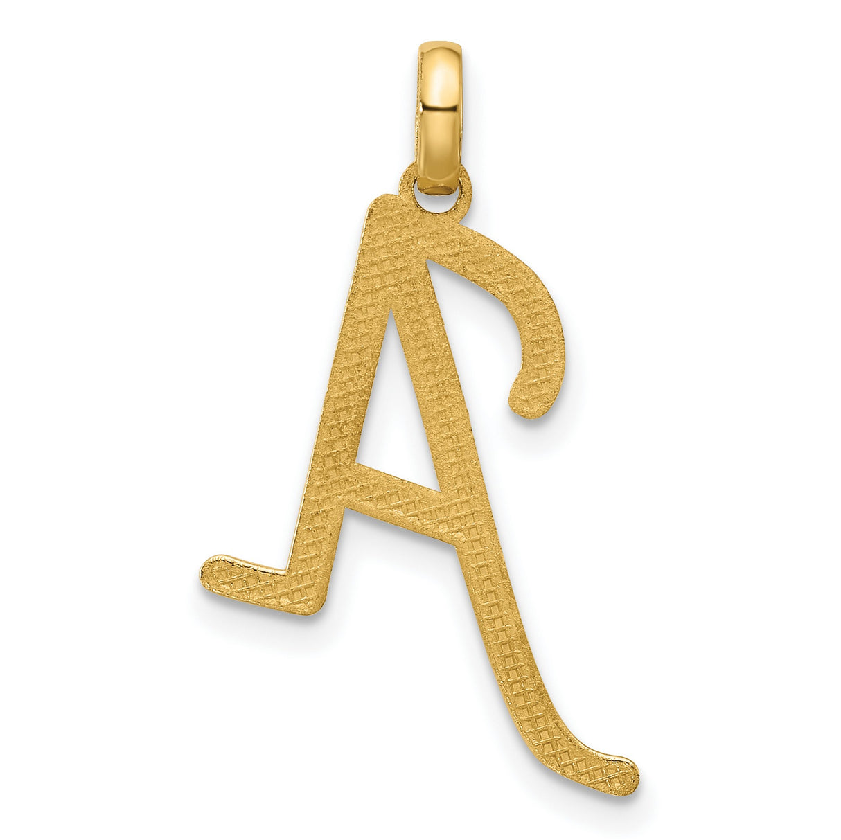 14k Yellow Gold Pendant with Script Letter A, Dainty Initial Charm for Women or Unisex Wear
