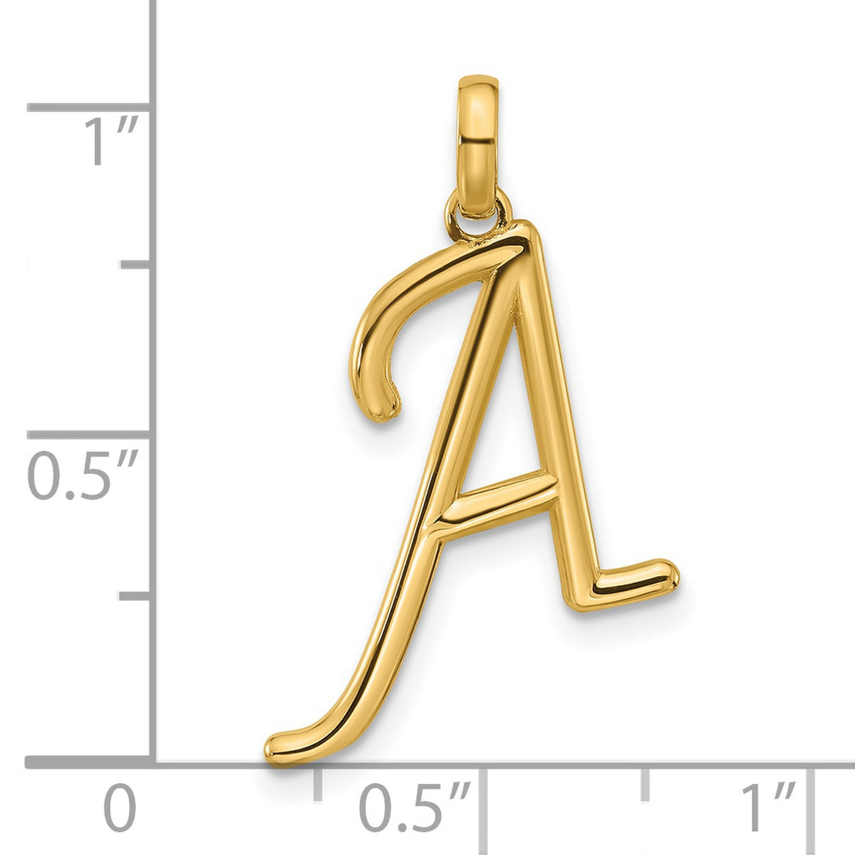 14k Yellow Gold Pendant with Script Letter A, Dainty Initial Charm for Women or Unisex Wear