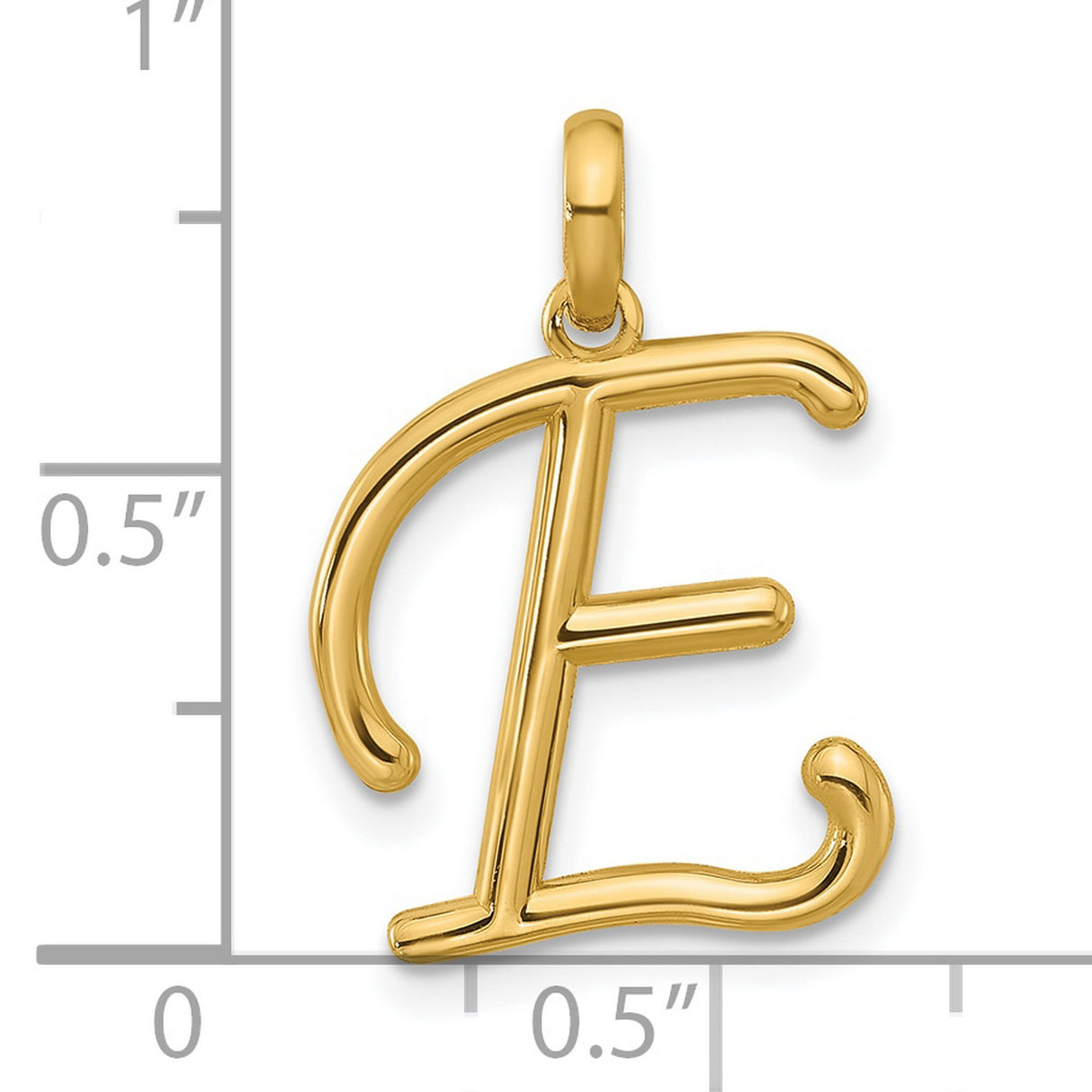 14k Yellow Gold Script Letter E Pendant, Cursive Initial Charm for Women