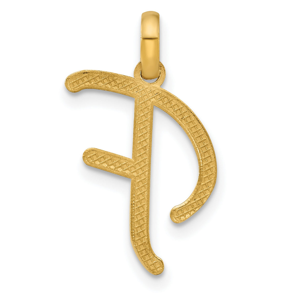 14k Yellow Gold Letter F Pendant, Script Initial Charm, Dainty Monogram Jewelry for Women