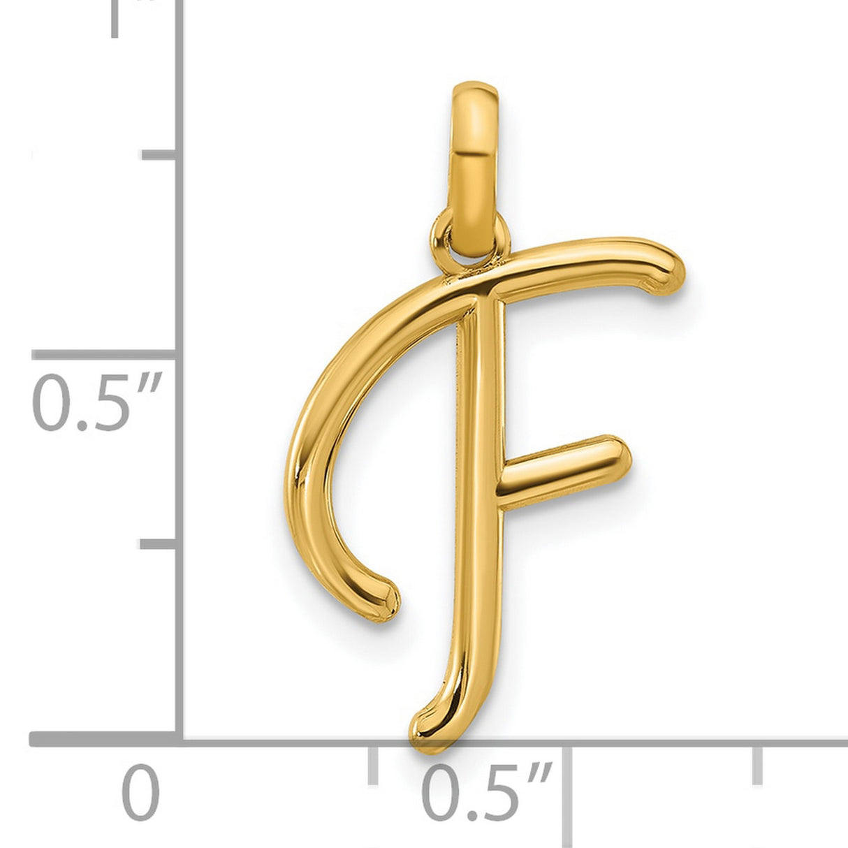 14k Yellow Gold Letter F Pendant, Script Initial Charm, Dainty Monogram Jewelry for Women