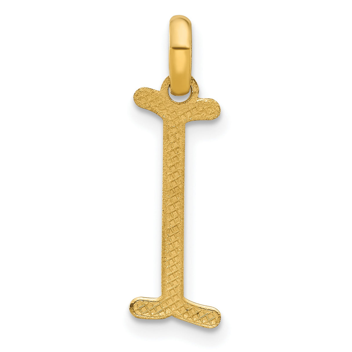 14k Yellow Gold Initial I Pendant Charm, Polished Serif Letter, Unisex Monogram Jewelry