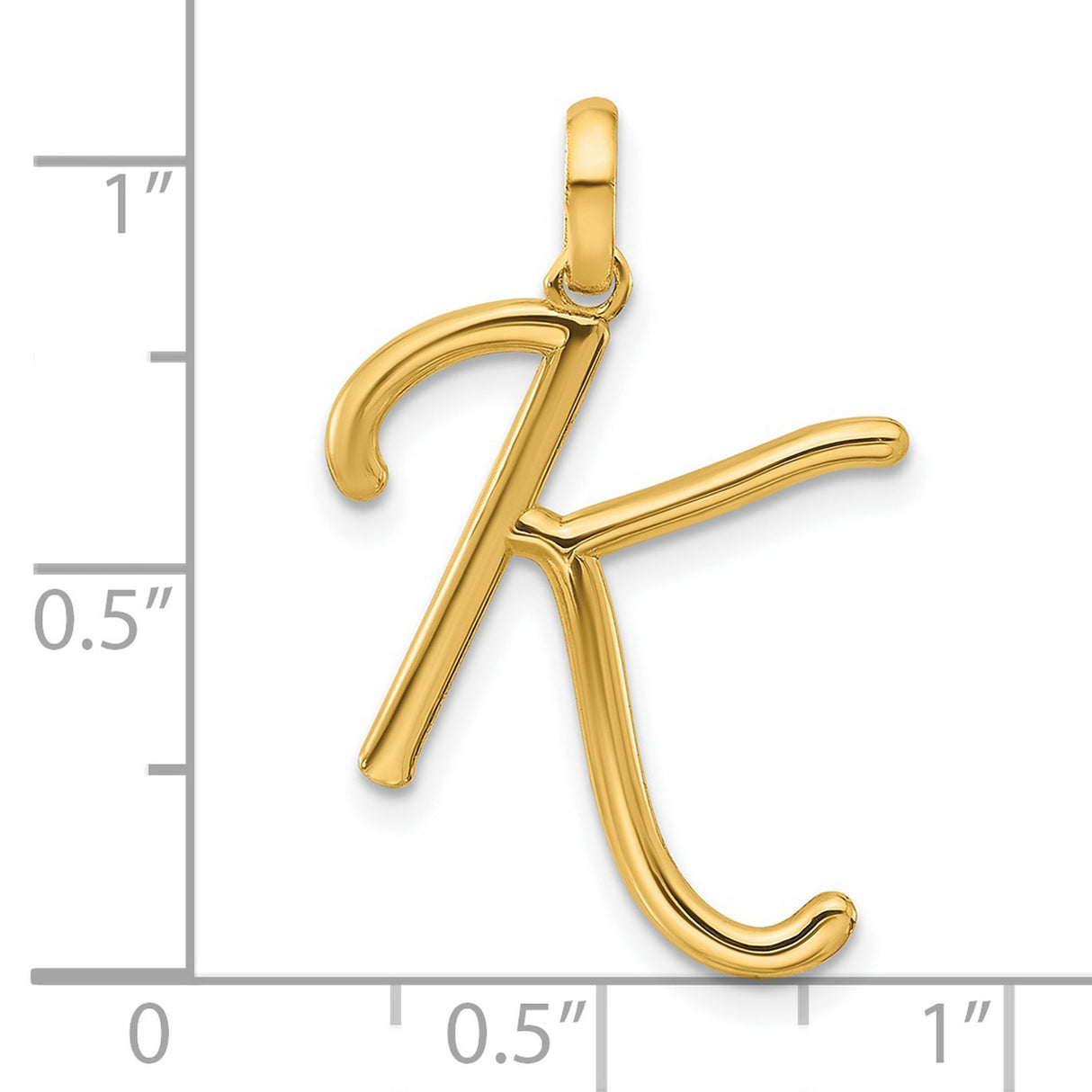 Fancy Letter K Charm Pendant in Real 14k Yellow Gold