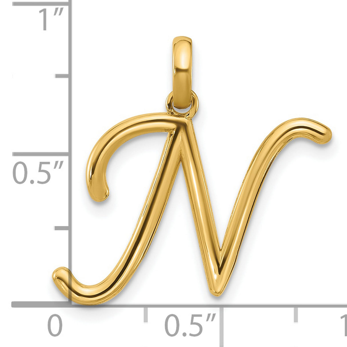 14k Yellow Gold Initial N Pendant, Script Letter Charm, Dainty Monogram Jewelry for Women