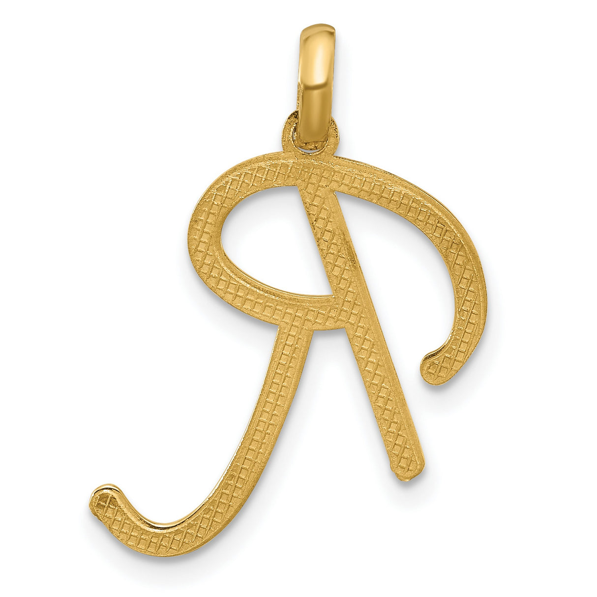 14k Yellow Gold Script Letter R Pendant, Cursive Initial Charm for Women