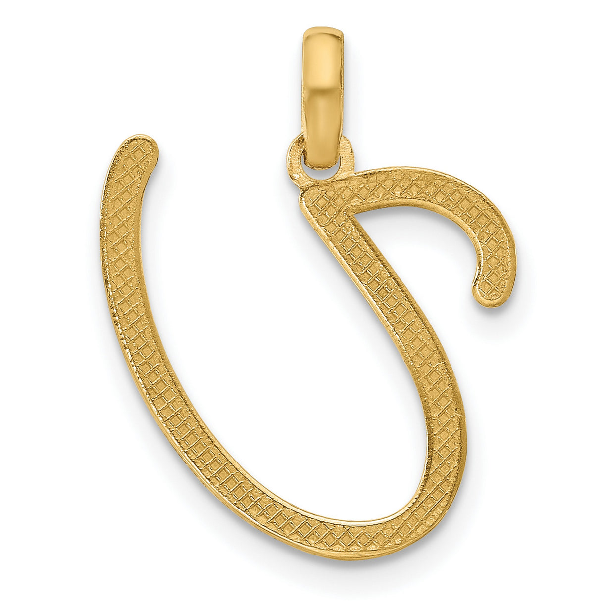 14k Yellow Gold Script Letter J Pendant, Polished Initial Charm for Women