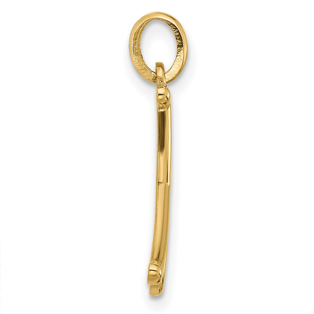 14k Yellow Gold Script Initial K Pendant, Polished Cursive Letter Charm for Women