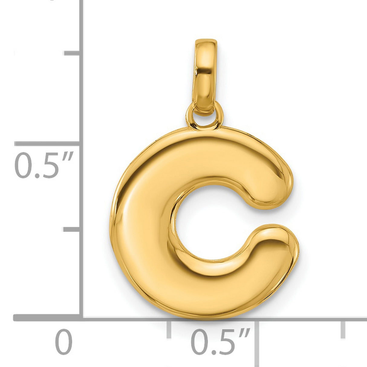 Fancy Letter C Charm Pendant in Real 14k Yellow Gold