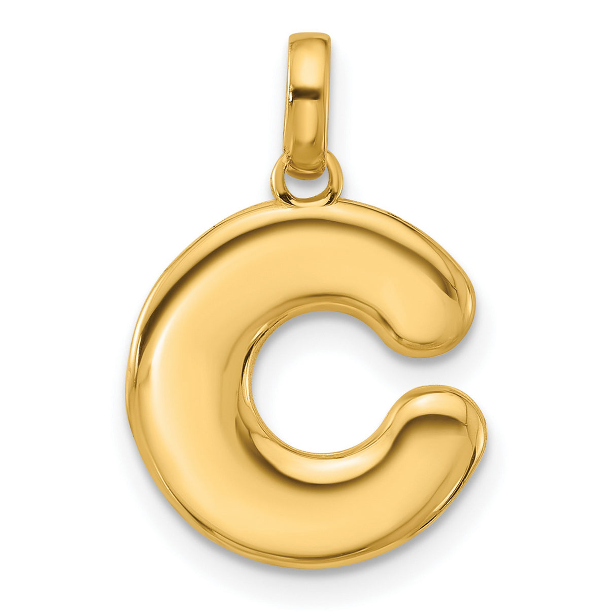 Fancy Letter C Charm Pendant in Real 14k Yellow Gold