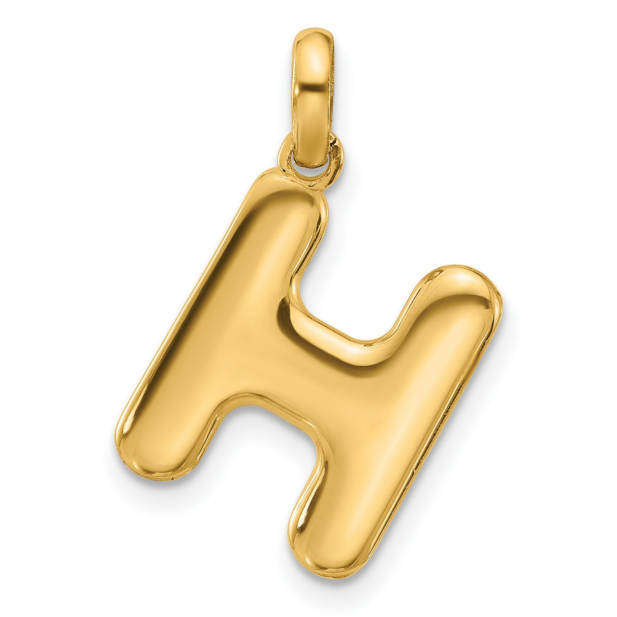 Fancy Letter H Charm Pendant in Real 14k Yellow Gold