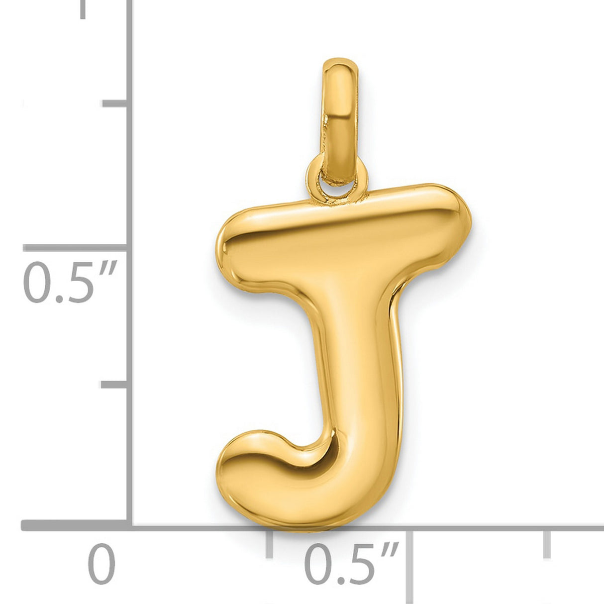 Fancy Letter J Charm Pendant in Real 14k Yellow Gold