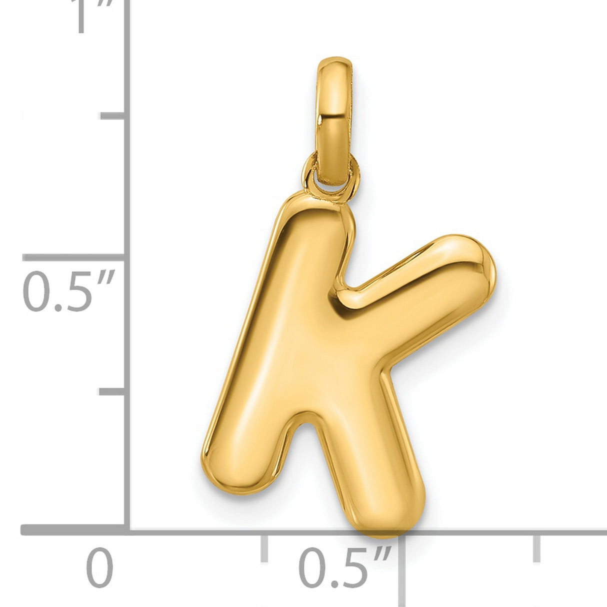 Fancy Letter K Charm Pendant in Real 14k Yellow Gold