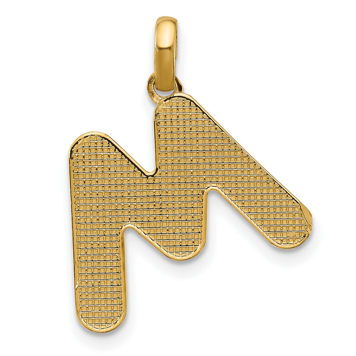 Fancy Letter M Charm Pendant in Real 14k Yellow Gold