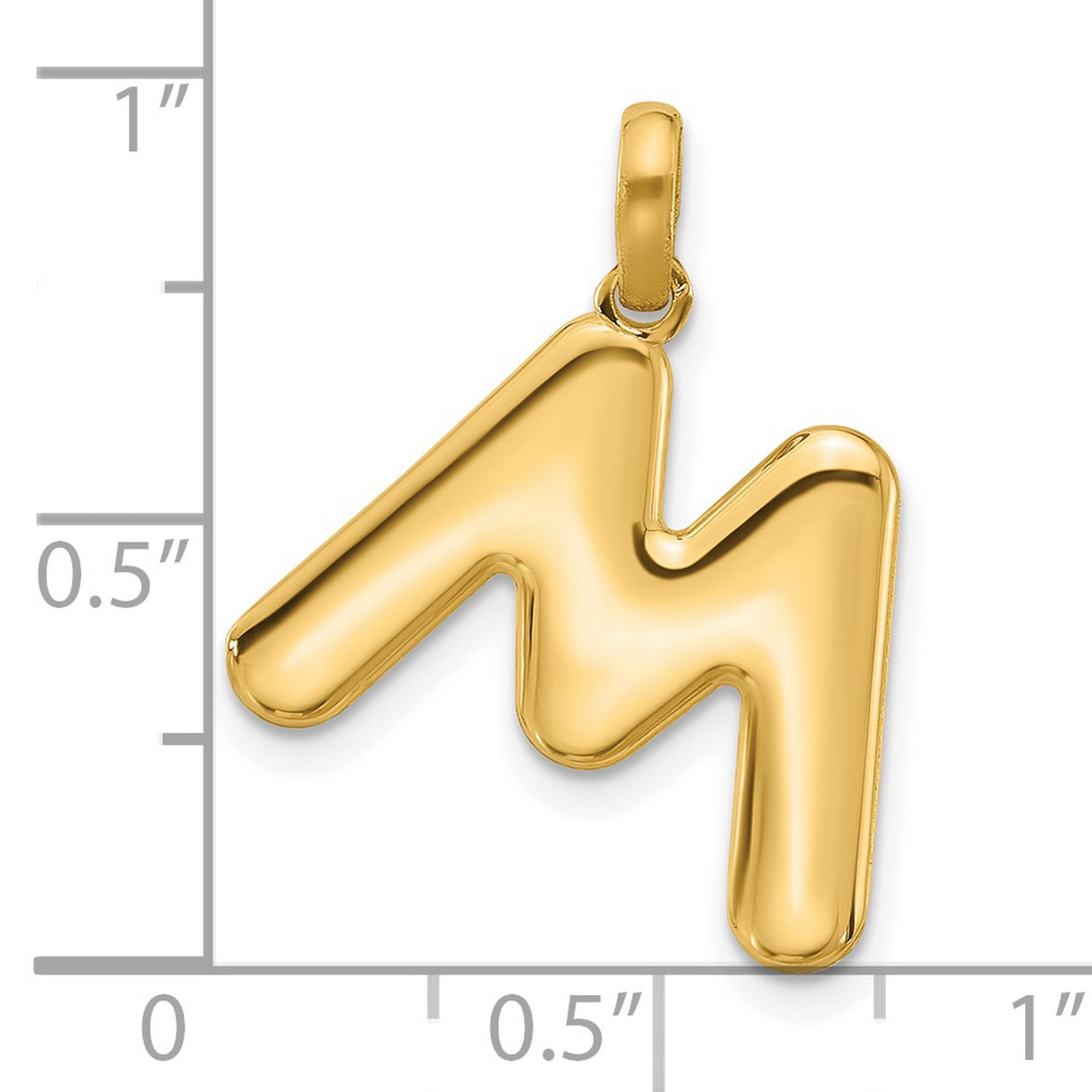 Fancy Letter M Charm Pendant in Real 14k Yellow Gold