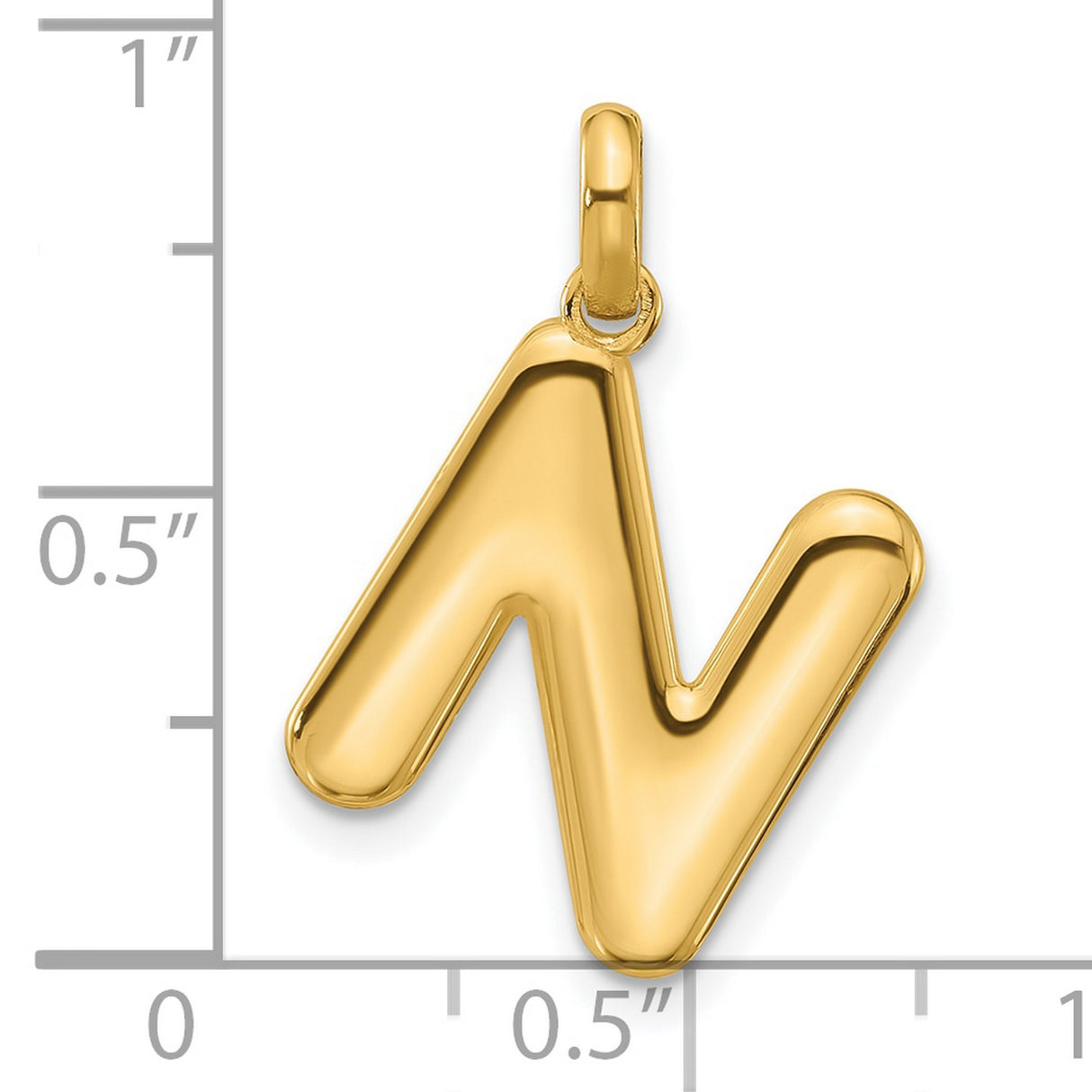Fancy Letter N Charm Pendant in Real 14k Yellow Gold