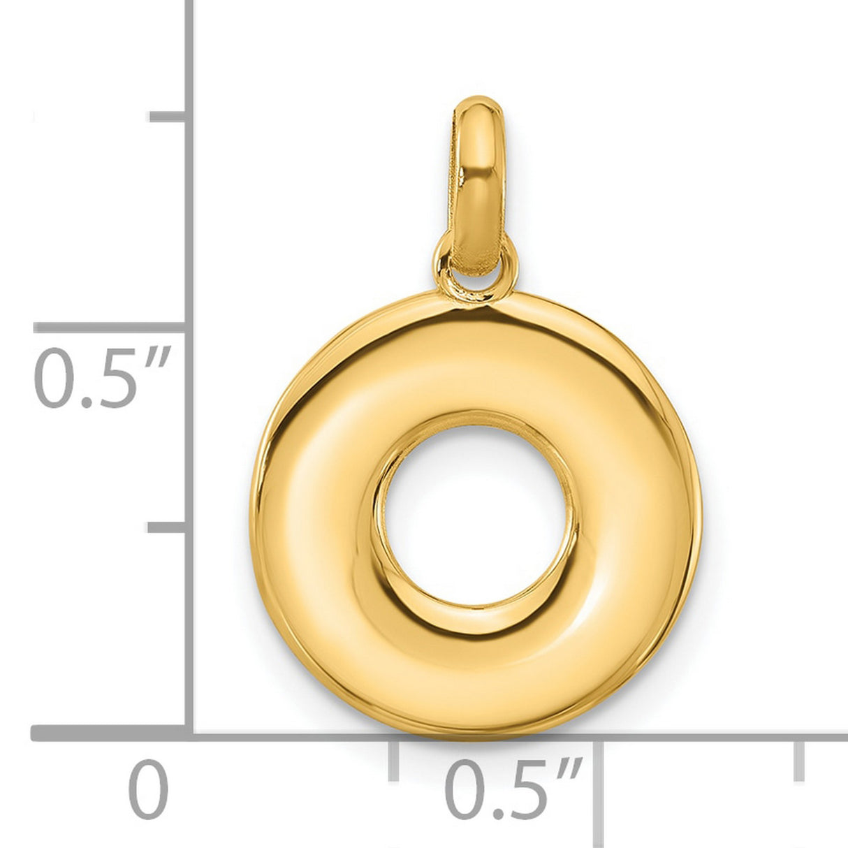 Fancy Letter O Charm Pendant in Real 14k Yellow Gold