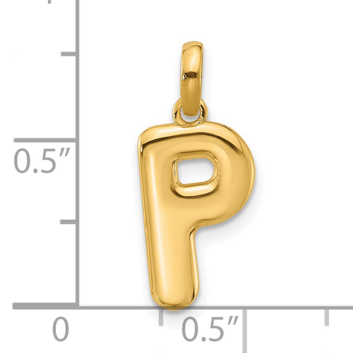 Fancy Letter P Charm Pendant in Real 14k Yellow Gold
