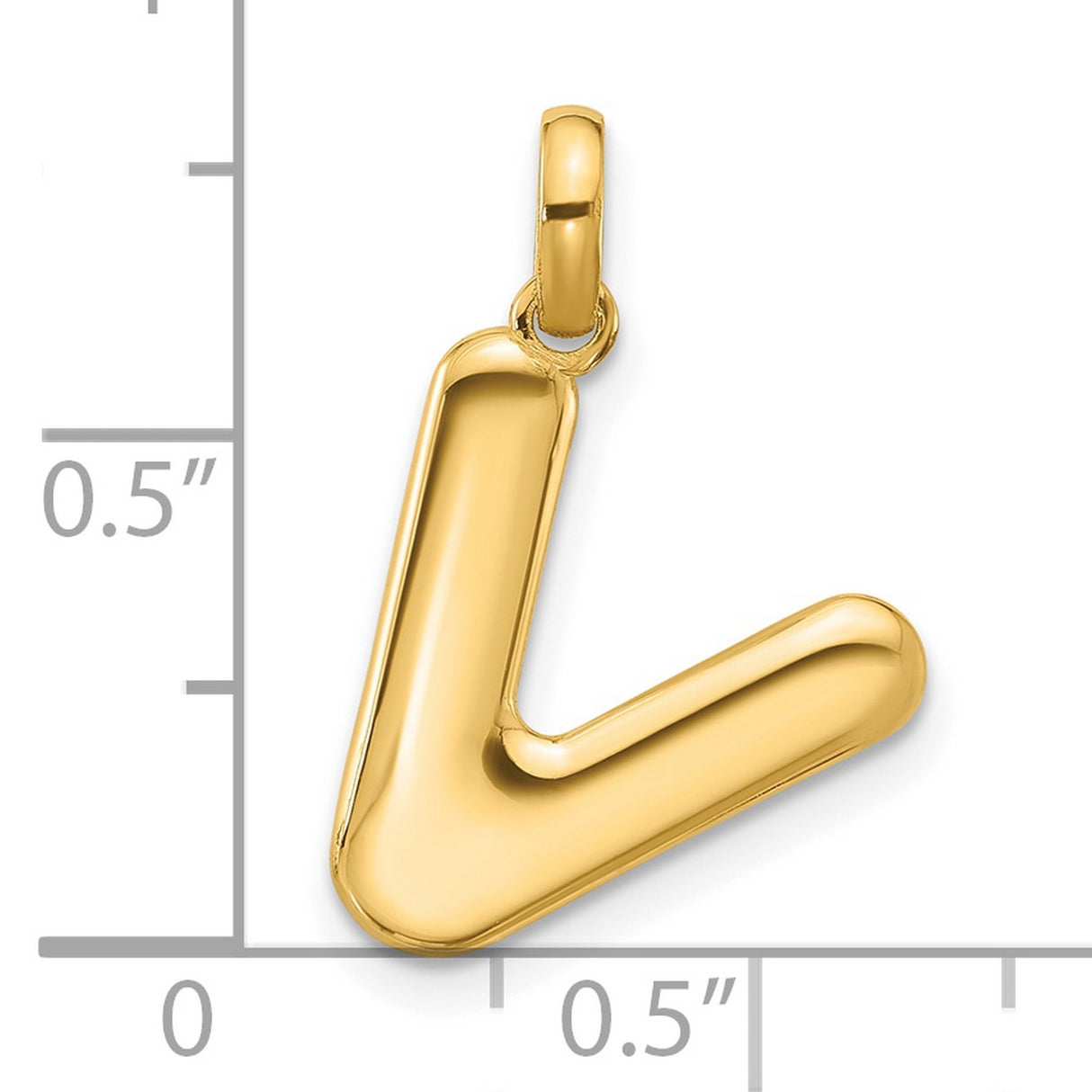 Fancy Letter V Charm Pendant in Real 14k Yellow Gold