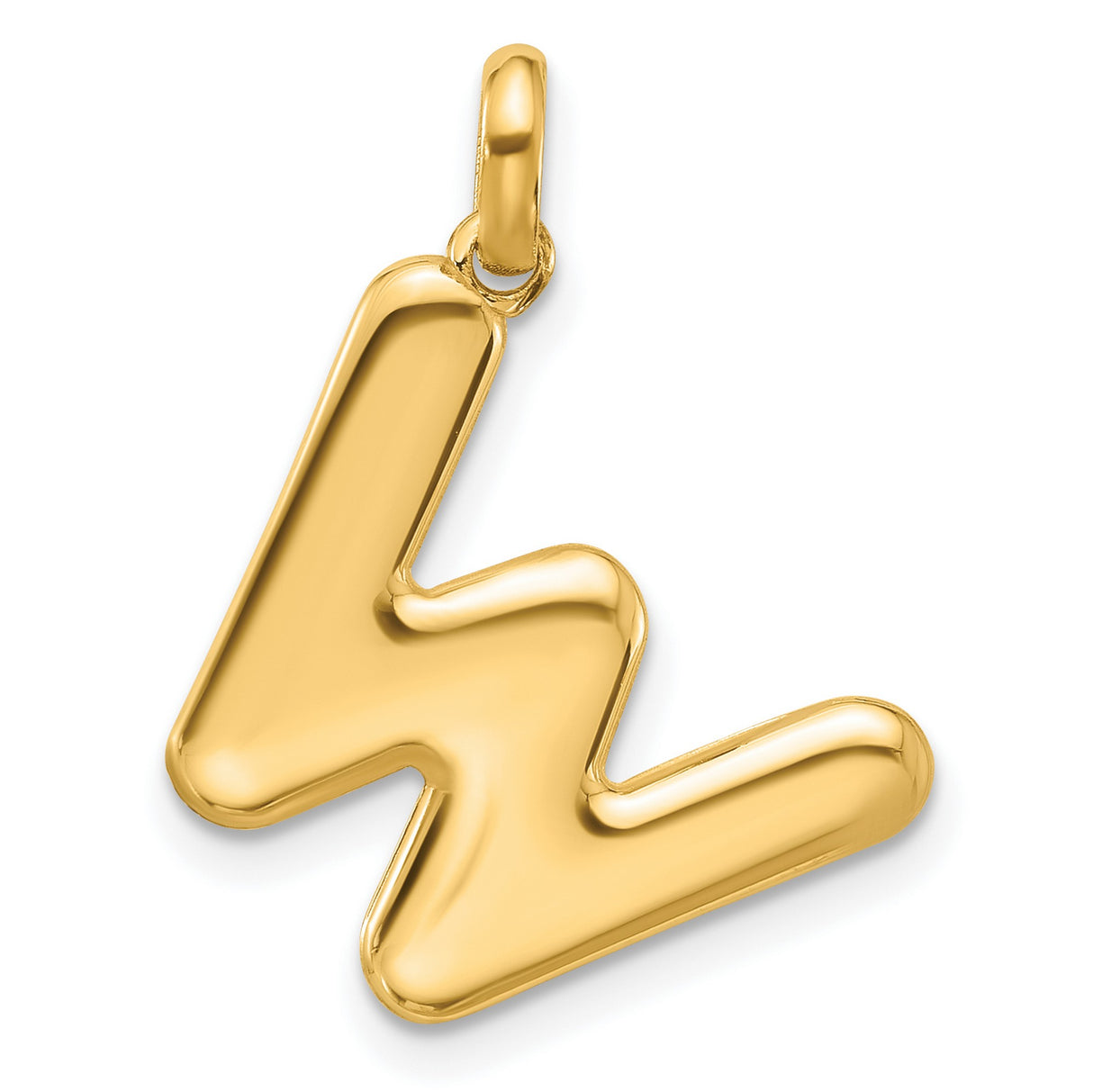 Fancy Letter W Charm Pendant in Real 14k Yellow Gold