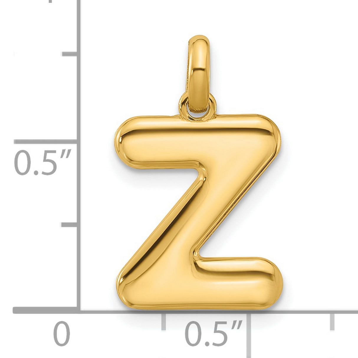 Fancy Letter Z Charm Pendant in Real 14k Yellow Gold