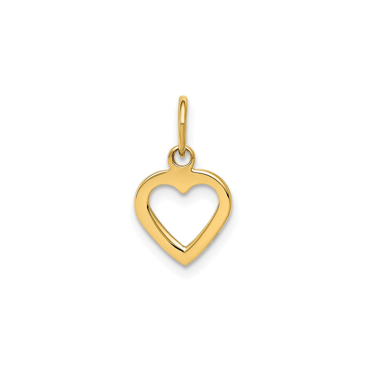 14k Yellow Gold Heart Pendant, Minimalist Open Heart Design for Women