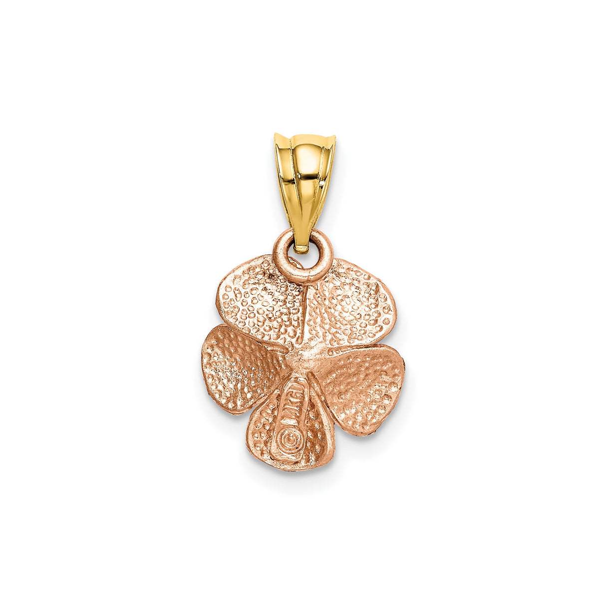 14k Two-Tone Gold Rose Flower Pendant with Yellow Gold Bail, Romantic Floral Design for Women