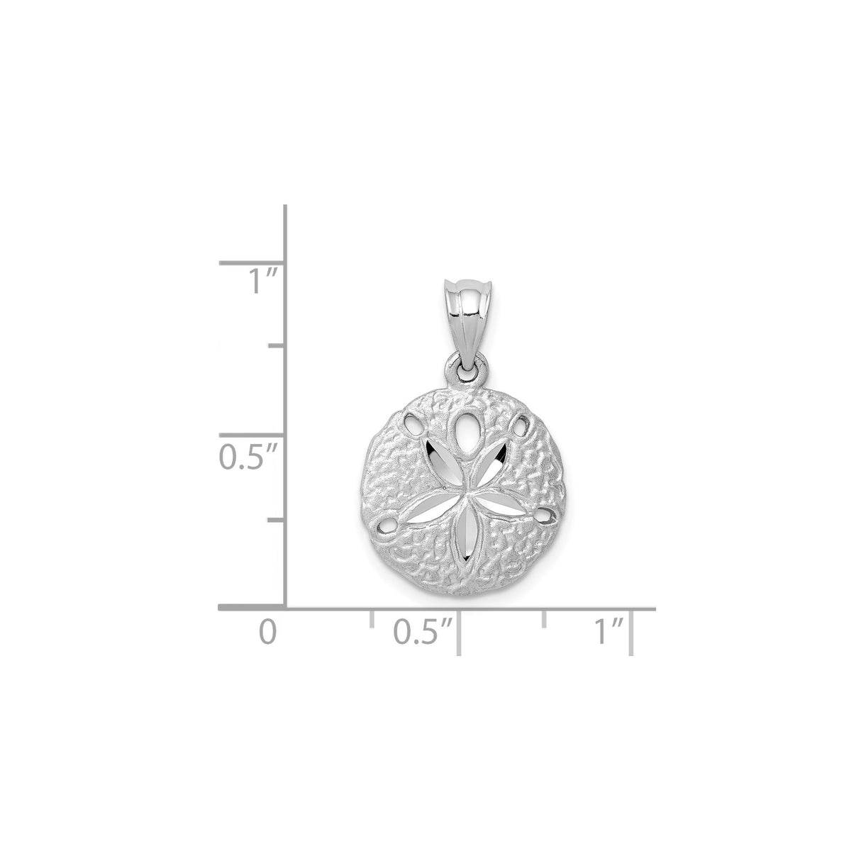 14k White Gold Sand Dollar Pendant with Textured Cutout Design, Ocean-Inspired Jewelry