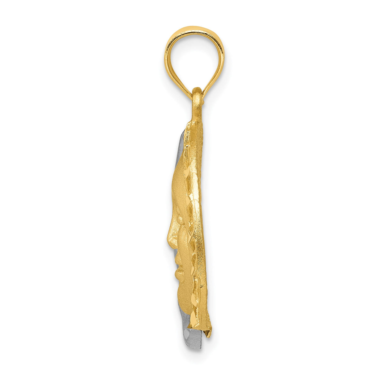 14k Yellow and White Gold Sun and Moon Face Pendant, Two-Tone Celestial Charm, Yin Yang Design