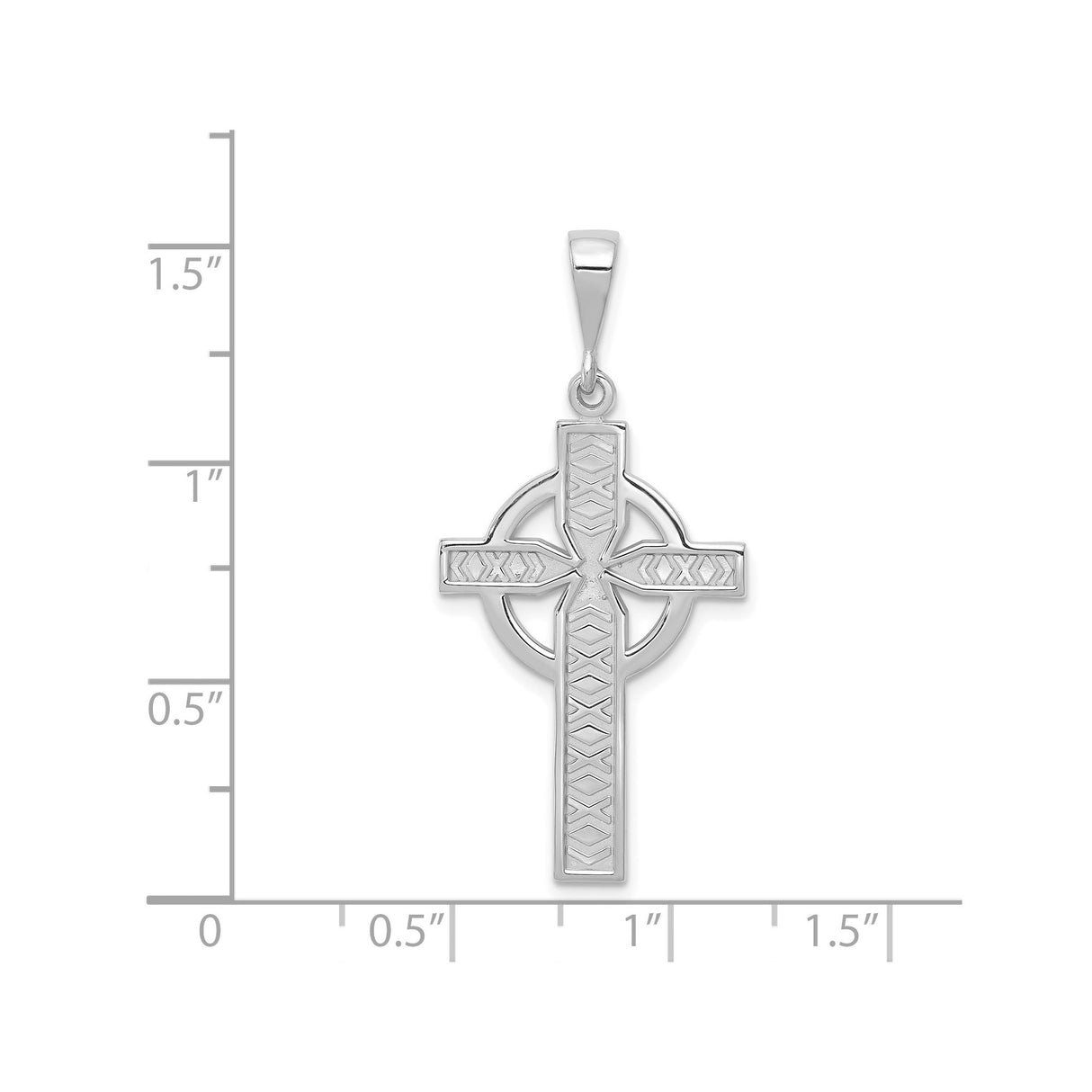 14k White Gold Celtic Iona Cross Pendant with Flat Back and Beveled Edges