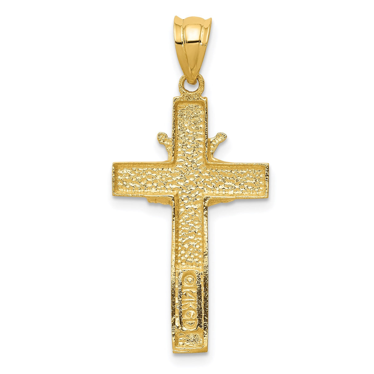 14k Yellow Gold Claddagh Cross Pendant with Latin Cross Design, Religious Symbol for Men and Women