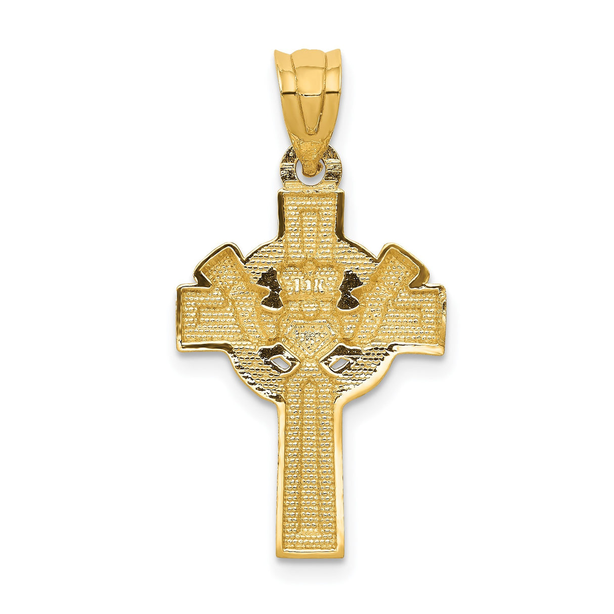 14k Two-Tone Gold Celtic Cross Pendant with Claddagh Symbol
