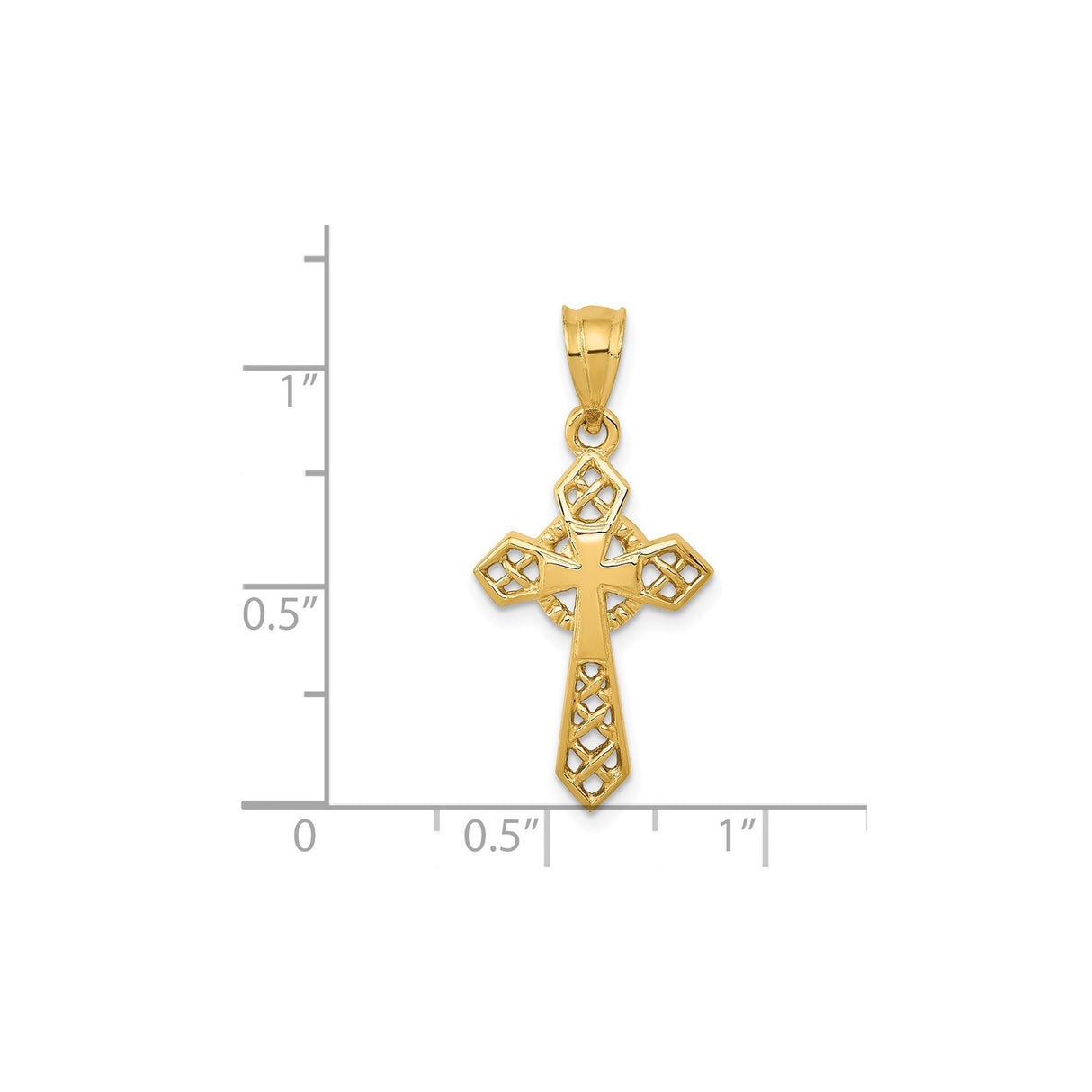 14k Yellow Gold Celtic Cross Pendant, Spiritual Religious Talisman for Men and Women