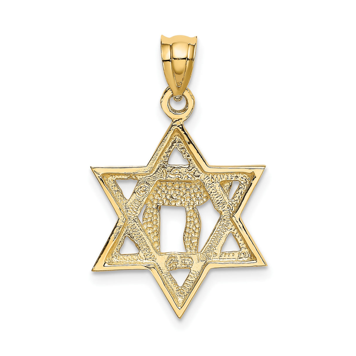 14k Yellow Gold Pendant with Chai Symbol and Star of David, Jewish Heritage Jewelry