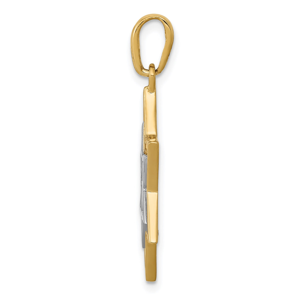 14k Yellow and Rhodium Gold Star of David Pendant with Lattice Design