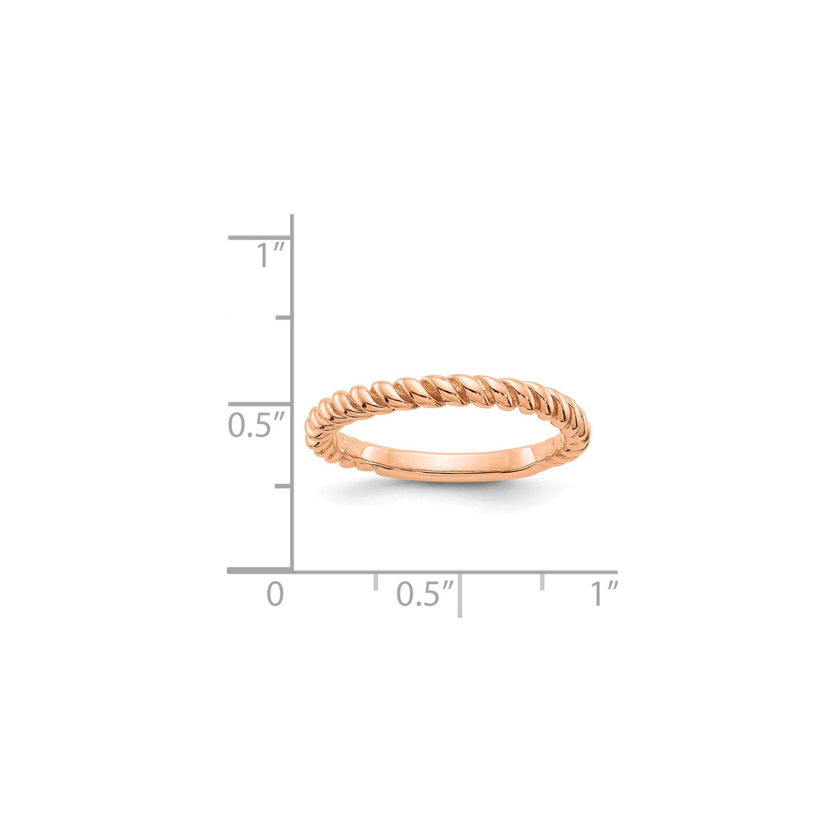 14k Rose Gold wedding band ring shown for scale