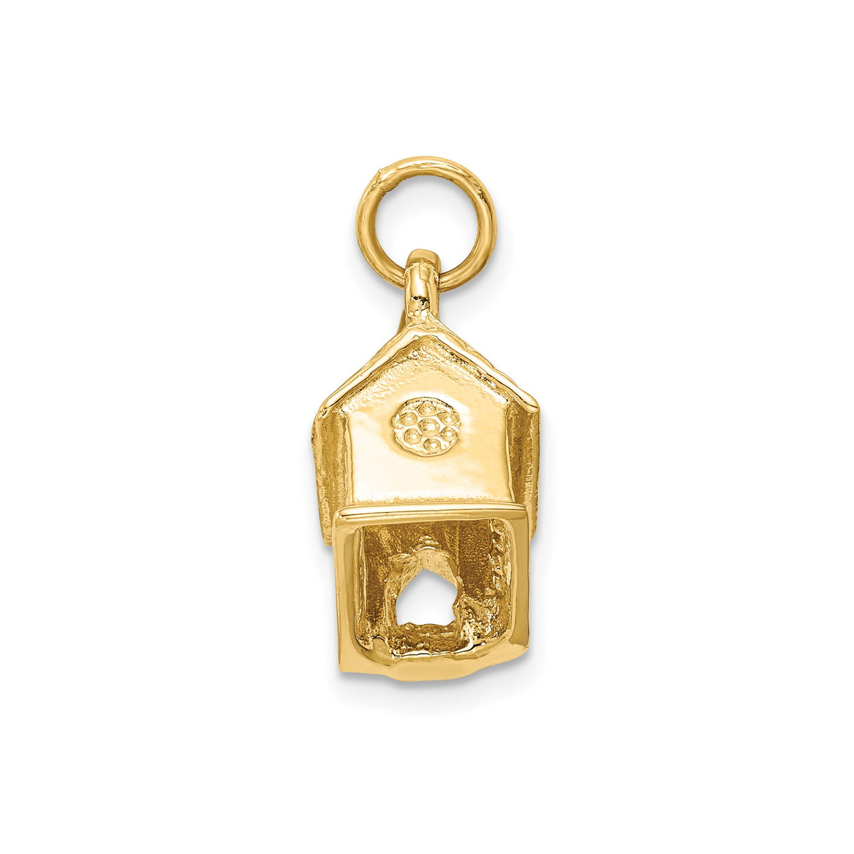 14k Yellow Gold Church Pendant with Steeple and Columns, Christian Religious Charm