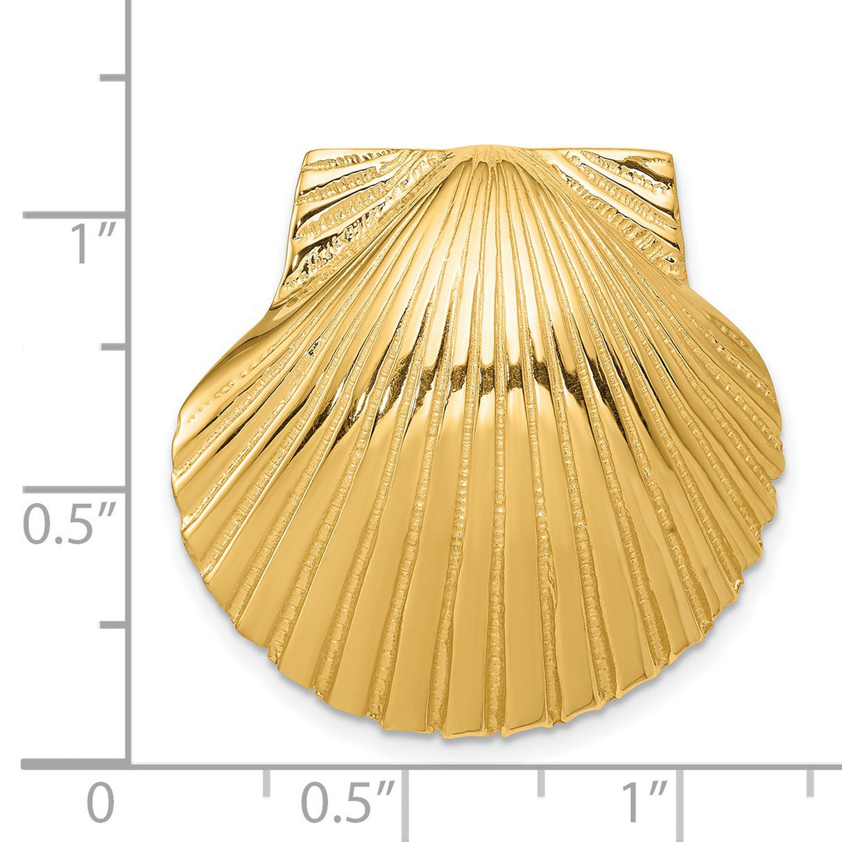 14k Yellow Gold Scallop Shell Pendant with Camino de Santiago Symbolic Design for Women