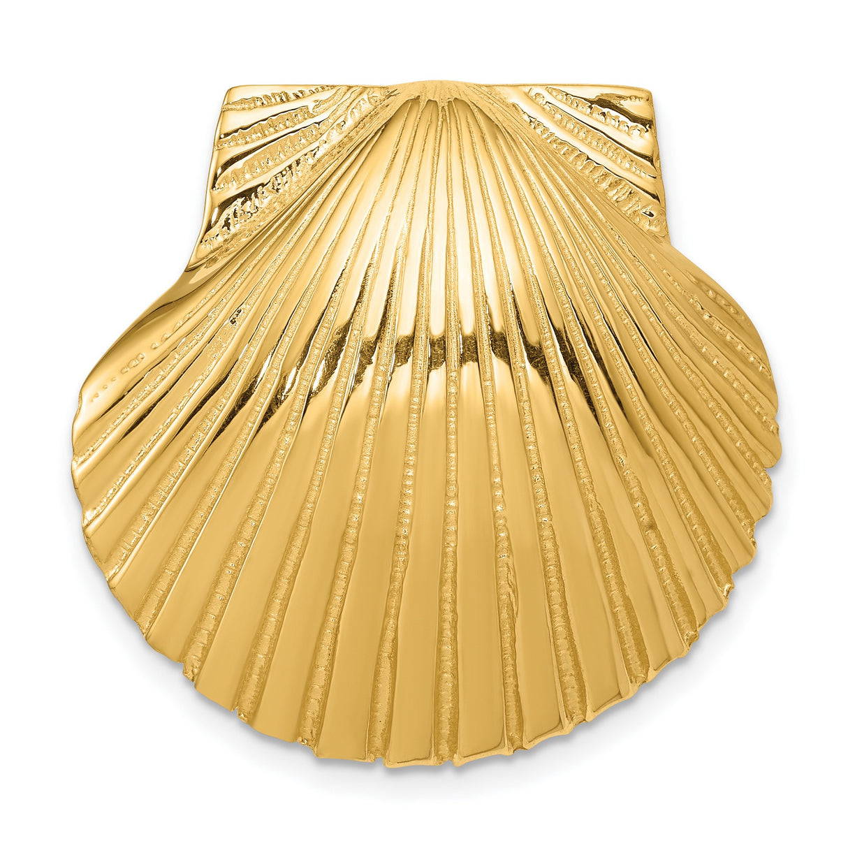 14k Yellow Gold Scallop Shell Pendant with Camino de Santiago Symbolic Design for Women