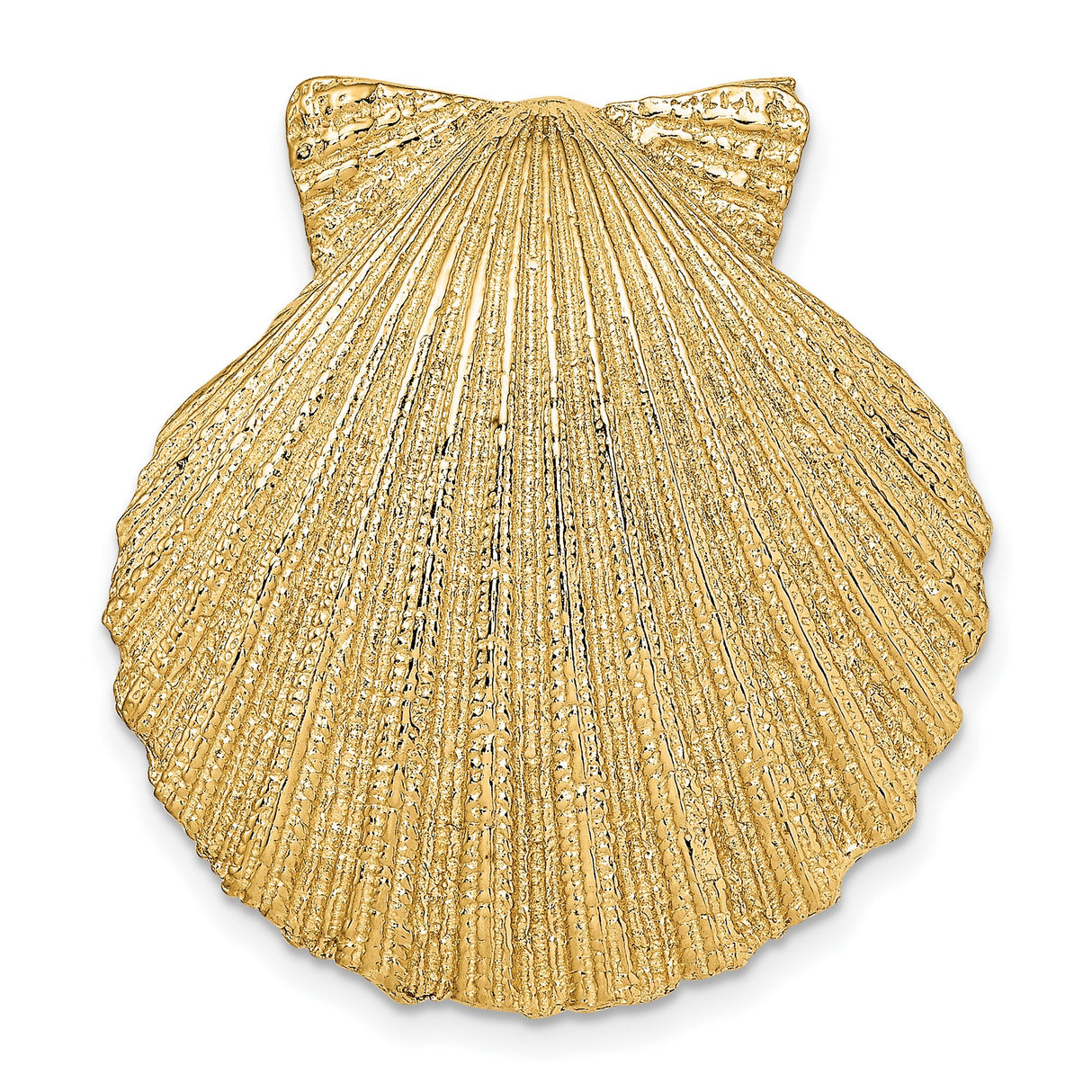 14k Yellow Gold Scallop Shell Pendant, Camino de Santiago Faith Charm for Women