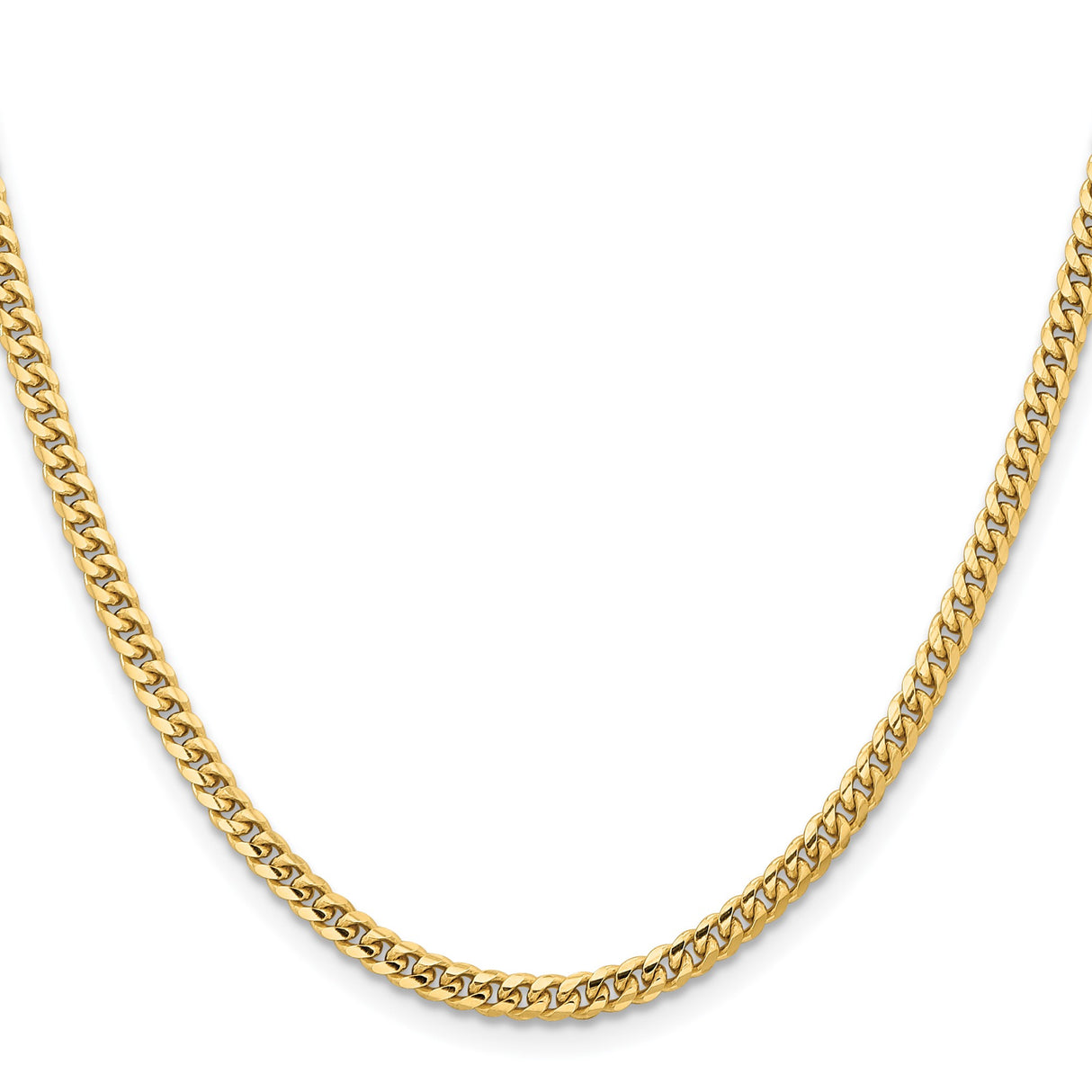 14K Yellow Gold 3.5 mm Polished Chain Necklace, Solid