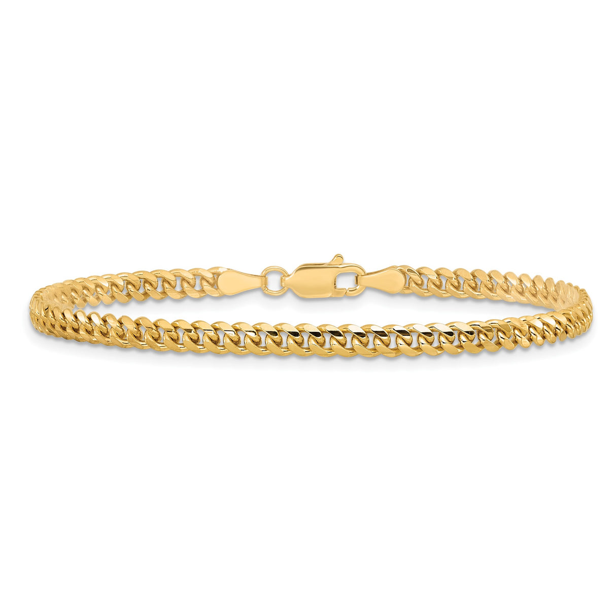 14K Yellow Gold 3.5 mm Polished Chain Bracelet, Solid alternate angle