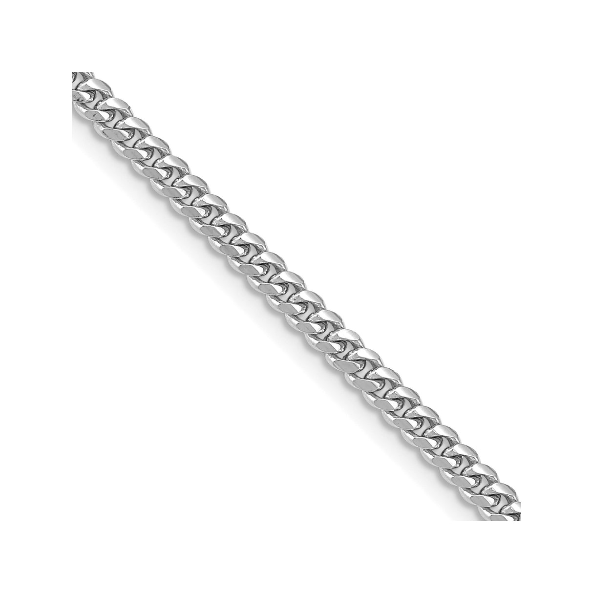 14K White Gold 3.5 mm Polished Chain Necklace, Solid detail view
