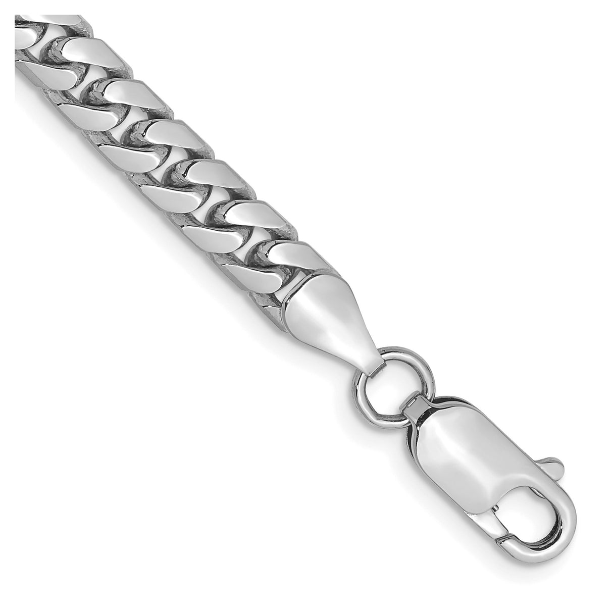 14K White Gold 5 mm Polished Chain Bracelet, Solid shown for scale