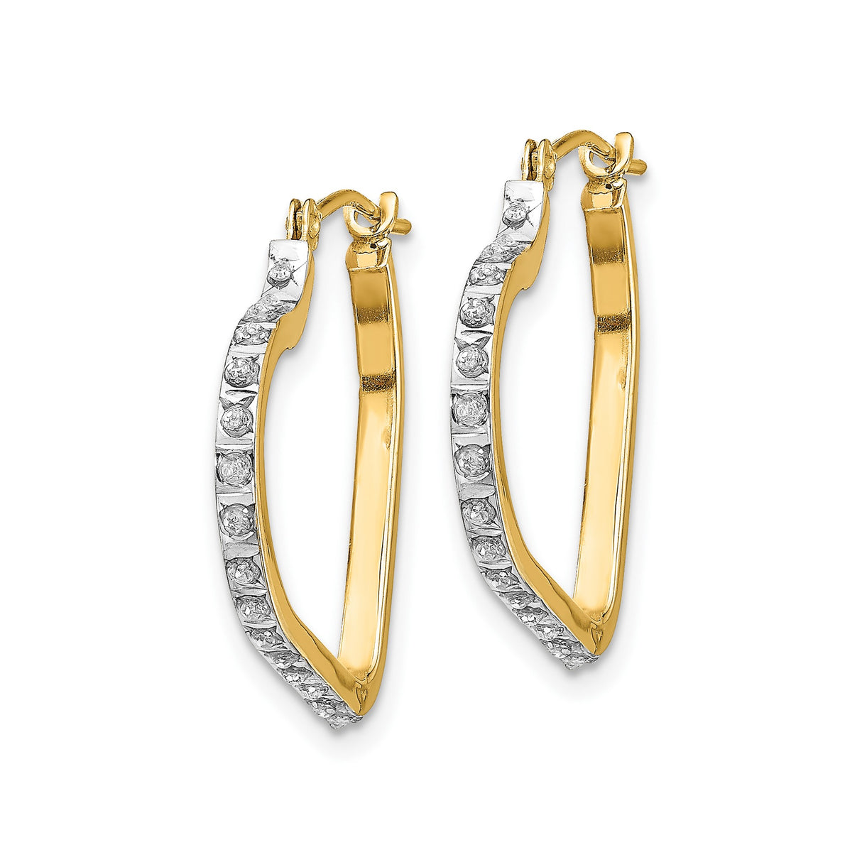 14k Yellow Gold Heart Hoop Earrings with Diamond Accents, Romantic Minimal Style for Women