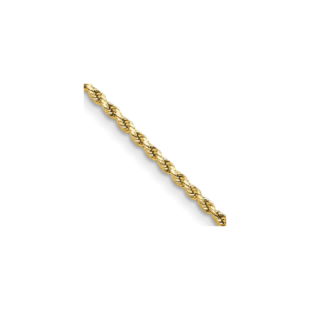 14K Yellow Gold 2 mm Rope Chain Necklace, Polished detail view