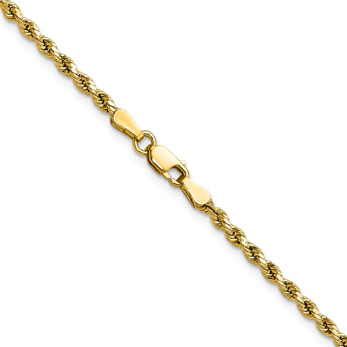 14K Yellow Gold 2.5 mm Rope Chain Necklace, Polished alternate angle