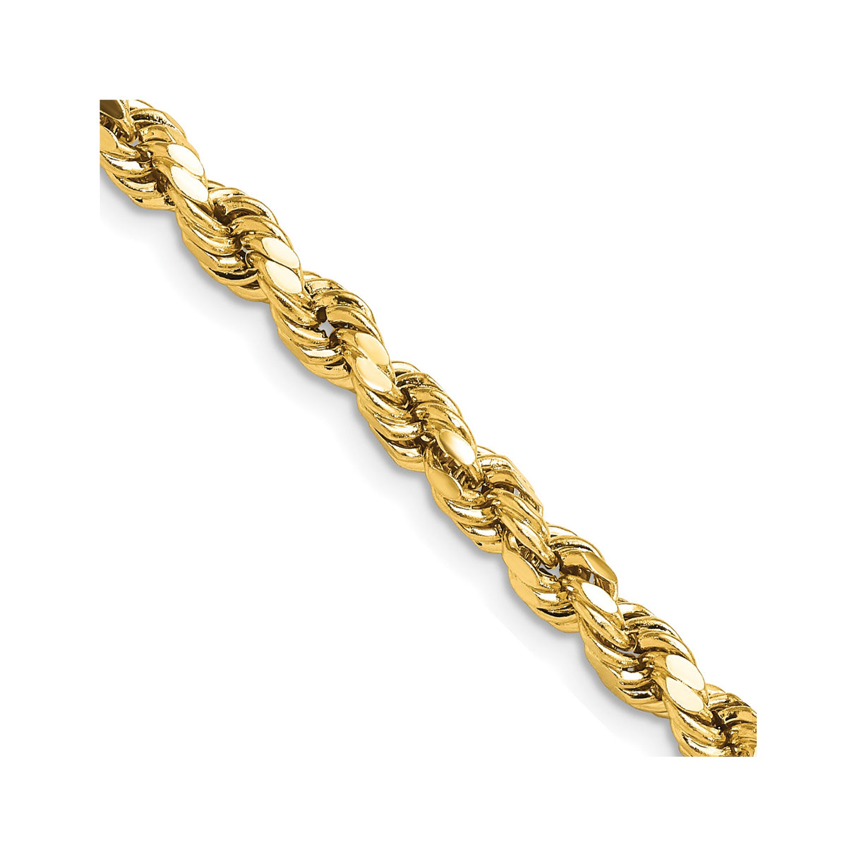 14K Yellow Gold 4.9 mm Rope Chain Necklace, Polished detail view
