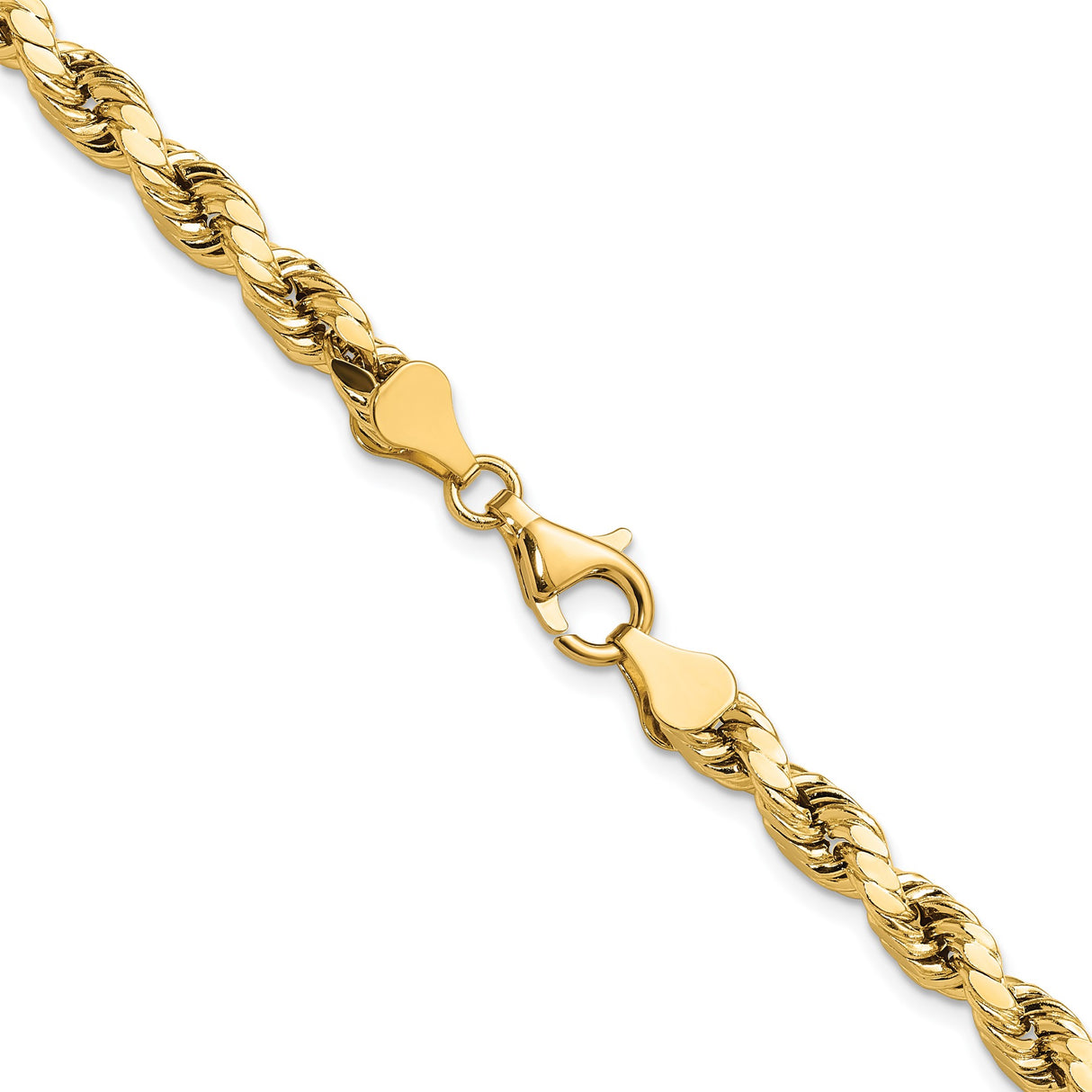 14K Yellow Gold 5.5 mm Rope Chain Necklace, Polished alternate angle